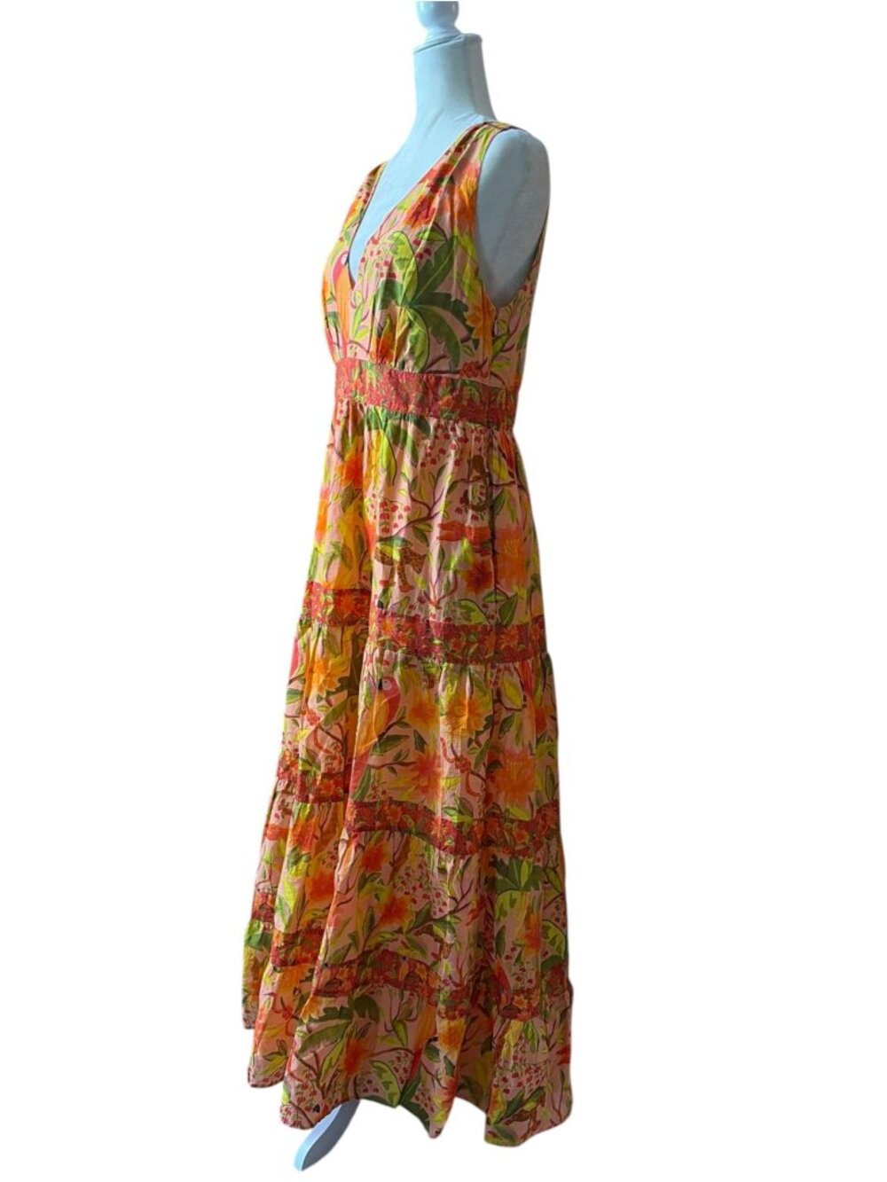 Anthropologie Farm Rio Tropical Tiered Maxi Dress SZ M Beachwear Vacation - Picture 6 of 13